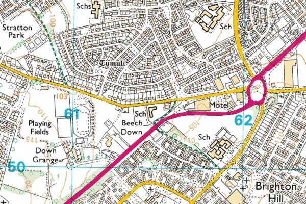 Map of Down Grange, Basingstoke